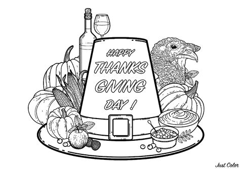 happy thanksgiving day thanksgiving adult coloring pages