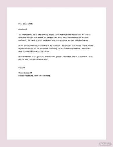 official letter  leave  examples format sample examples