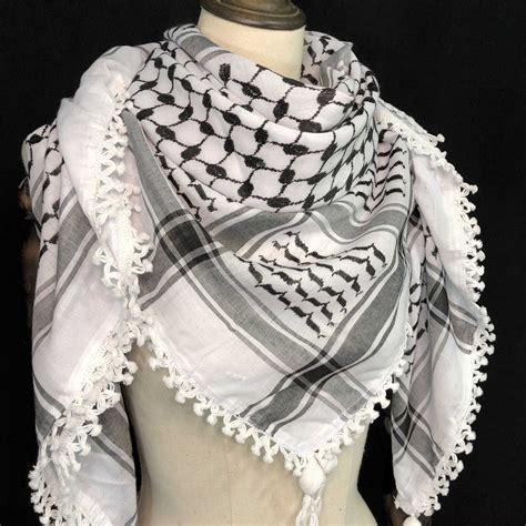 keffiyeh palestine shemagh scarf arab black  white heavy etsy