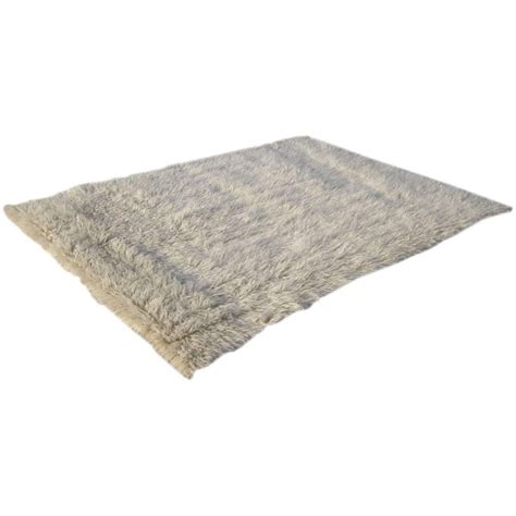 vintage white high pile shag wool rug  stdibs