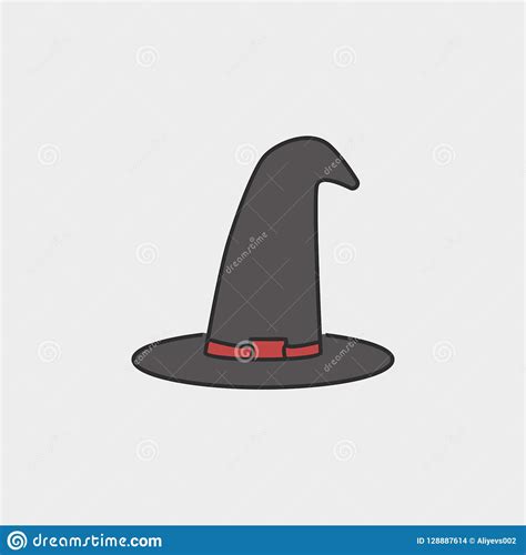 witch hat halloween outline colored icon stock illustration