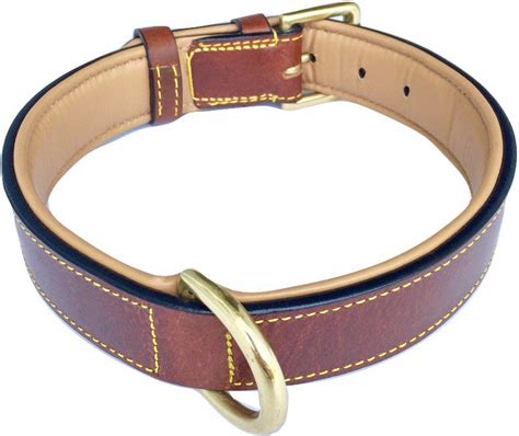 soft touch collars leather  tone padded dog collar brown large