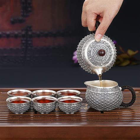 pure silver tea set gong fu cha full silver