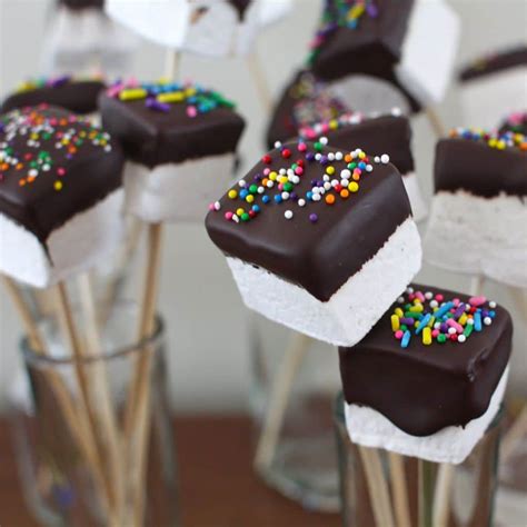 chocolate dipped vanilla marshmallows   birthday boy simple bites