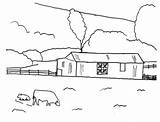 Coloring Pages Barn Turkey Mountains sketch template