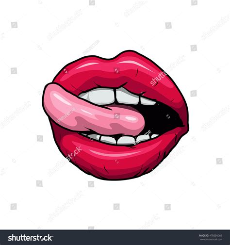 woman licking sexy red lips stock vector 478550065 shutterstock