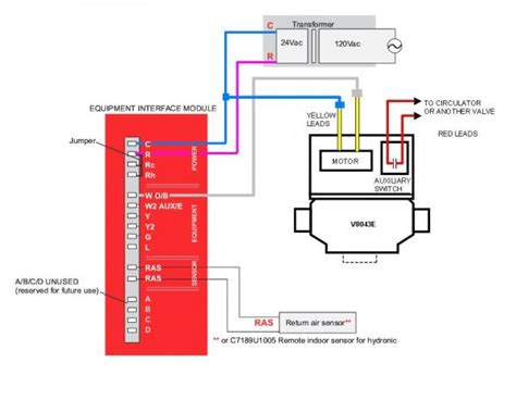 honeywell zone valve wiring colours