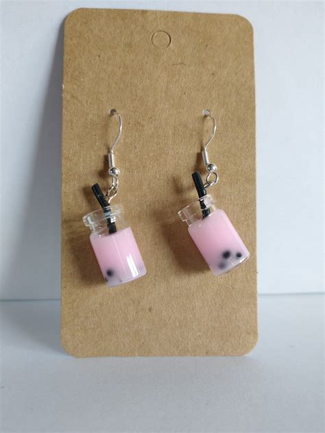 aesthetic boba tea earrings cute homemade jewelry milk tea etsy