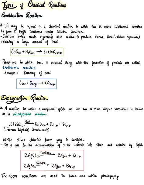 chemical reactions  equation handwritten notes studypur