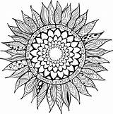 Zentangle Getrokken Boek Sunflower Coloring sketch template