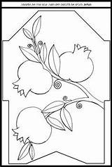 Coloring Pomegranate Jewish Pages Crafts Patterns Glass Painting Template Hags Rosh Kids Hashanah Mosaic Fabric Adult sketch template