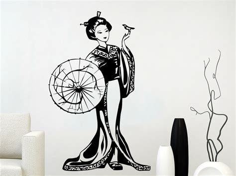 wall decal geisha girl manga oriental girl japan japanese vinyl sticker