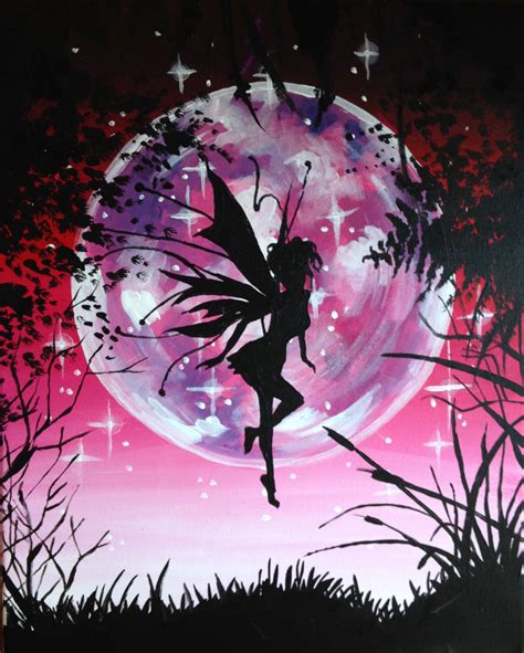 moonlit fairy  dave busters franklin mills paint nite  fairy paintings canvas