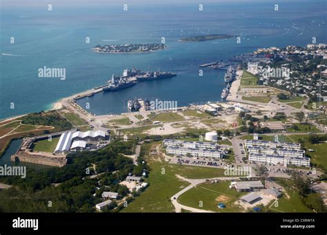 aerial view  nas key west naval air station base truman annex stock