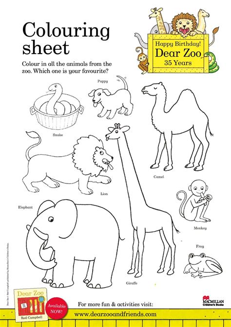 dear zoo colouring sheet dear zoo dear zoo activities zoo