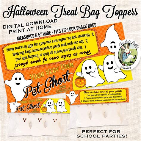 halloween treat bag toppers labels digital  printable