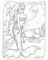 Coloring Mermaid Pages Printable Print Pdf sketch template