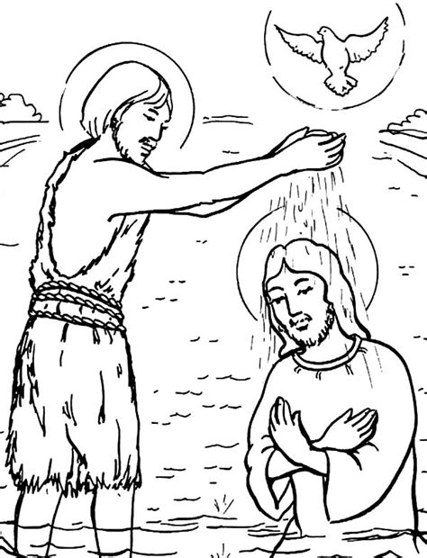 john baptism  jesus coloring pages john baptism  jesus coloring