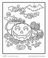 Halloween Coloring Pages Candy Worksheets Esl Kindergarten Printable Worksheet Treat Trick Drawing Grade Sheets First Printables Cute Pumpkin Education Color sketch template