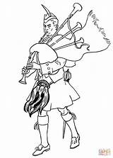 Scottish Coloring Pages Bagpiper Bagpipe Player Scotland Drawing Costume Printable Clipart sketch template