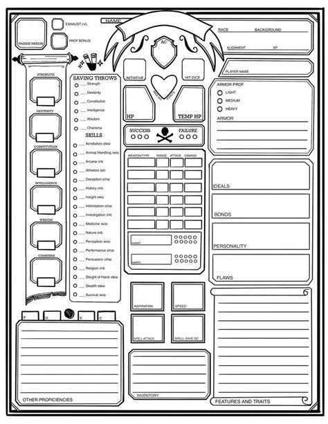 simple dungeons  dragons character sheet dnd character sheet