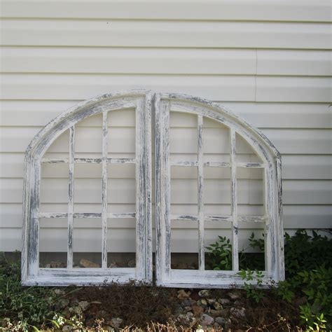 Pair Of Arched Black And White Cathedral Windows Rustic Gothic Etsy