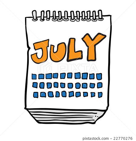 cartoon calendar showing month  july stock illustration