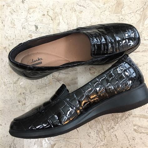 clarks shoes black croco embossed slip   heel loafers gael poshmark
