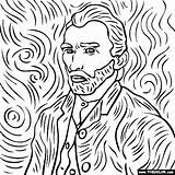Gogh Van Vincent Portrait Self Coloring Drawings Painting Easy Color Paintings Thecolor sketch template