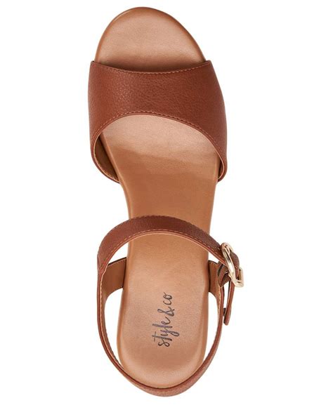 Style And Co Womens Anddreas Leather Peep Toe Casual Slingback Sandals