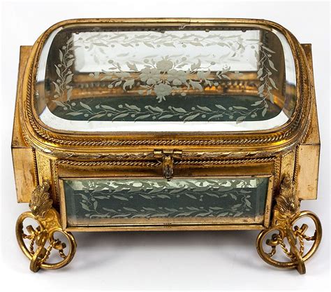 Fine Antique French Jewelry Box Casket In Dore Bronze And Deep