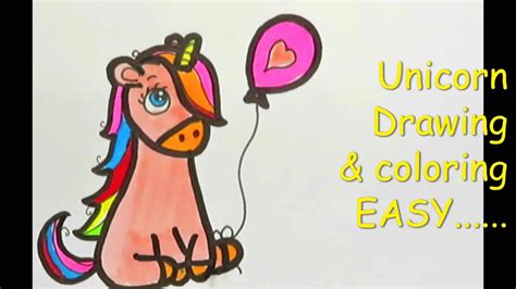 draw  rainbow color unicorn easy unicorn drawing  coloring