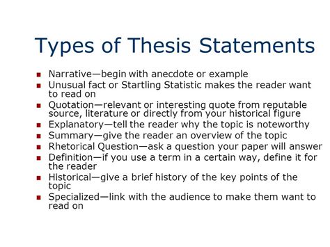 types  thesis statements
