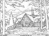 Cabin Log Coloring Pages Woods Sketch Drawing Template sketch template