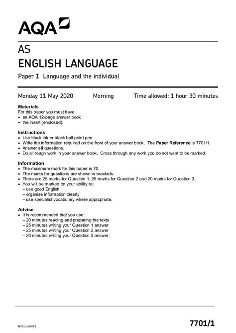 aqa  level english language  paper  language  individual