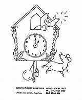Nursery Hickory Dickory Dock Coloring Rhymes Pages Rhyme Clipart Bluebonkers Goose Mother Quiz Sheets Colouring Clock Children Kids Printable Mouse sketch template