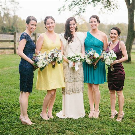 Mismatched Bridesmaid Dresses From Real Weddings