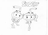 Snorks Uncolored Cartoon 80s Casey sketch template