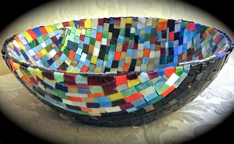 Colorful Stained Glass Mosaic Large Bowl Fruit By Jackiesglass