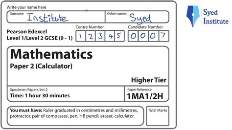 gcse maths   exam paper higher  calculator mah specimen