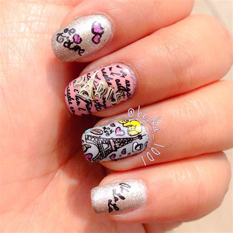 paris nails stamped  uberchic paris  love plate nails