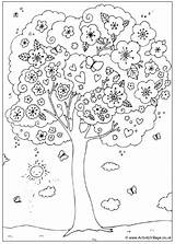 Tree Colouring Blossom Coloring Pages Kids Print Flowers Color Printable Colour Pdf Spring Activityvillage Adult Activity Copaci Flowering Adults  sketch template