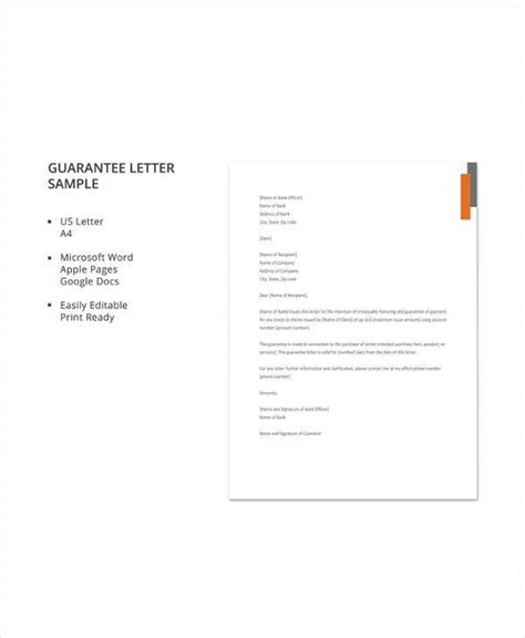 sample letters  guarantee  word apple pages google docs