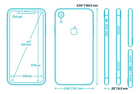 apple iphone xr  gen dimensions drawings dimensionscom