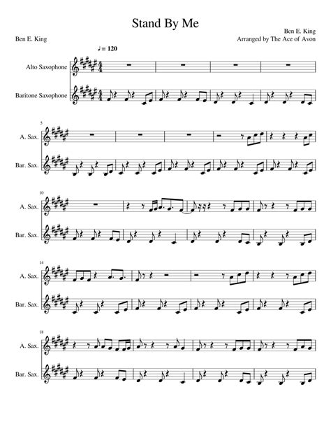 Stand By Me Sax Duet Sheet Music For Alto Saxophone Baritone Saxophone