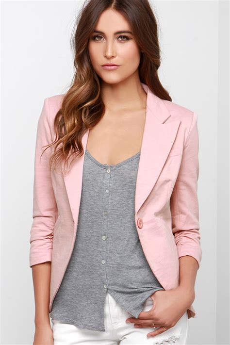 cute blush blazer pink blazer womens blazer