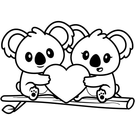 cute koala couple coloring page  printable coloring pages