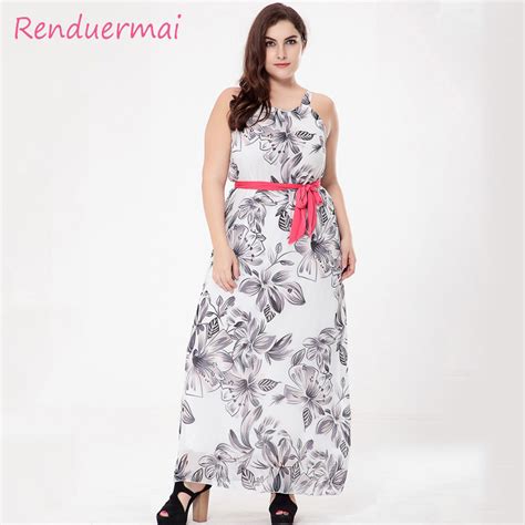 Big Size Women Maxi Dress 2017 Summer Dress Floral Print Plus Size