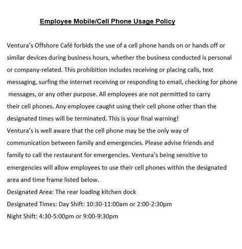 company cell phone policy template