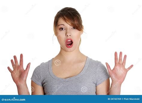 young shocked woman stock image image  caucasian